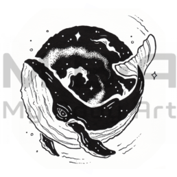 Baleine, proposé par Osmie disponible en plusieurs tailles et réalisable sur le shop de Lyon. Style Blackwork, Dotwork.