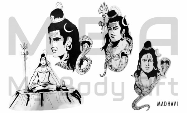 Planche de flashs hindou et serpents réalisée par Madhavi sur le shop de Grenoble.