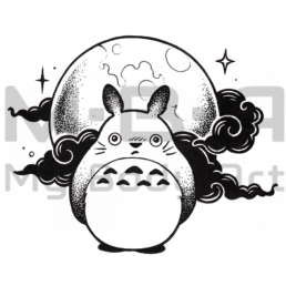 Totoro proposé par Osmie disponible en plusieurs tailles et réalisable sur le shop de Lyon. Style Blackwork, Dotwork.