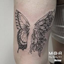 Tatouage papillon, réalisé par Melow à MBA - My Body Art Lyon