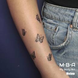 Tatouage papillon, réalisé par Melow résidente à MBA - My Body Art Lyon