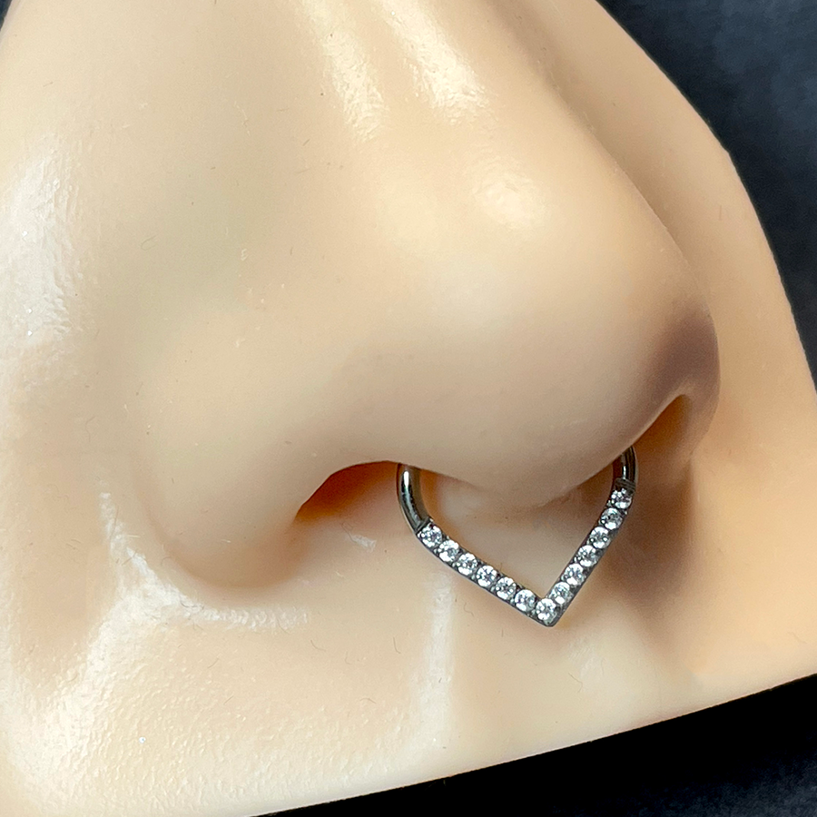 clicker anneau en forme de goutte avec strass, bijoux pour piercing d'oreille ou pour piercing septum