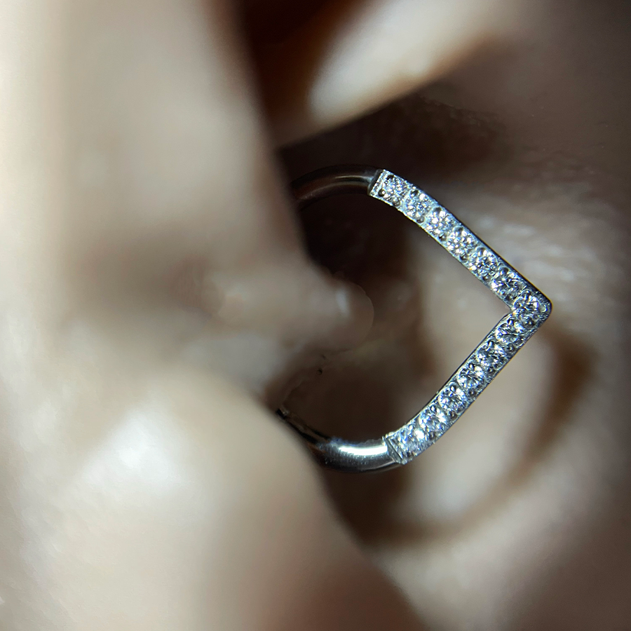 clicker anneau en forme de goutte avec strass, bijoux pour piercing d'oreille ou pour piercing septum