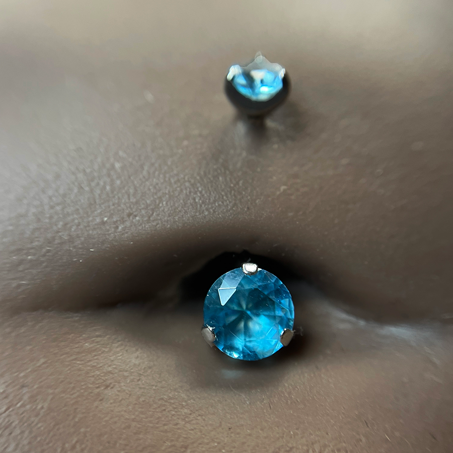 bijoux de piercing nombril avec strass bleu, navel - banane