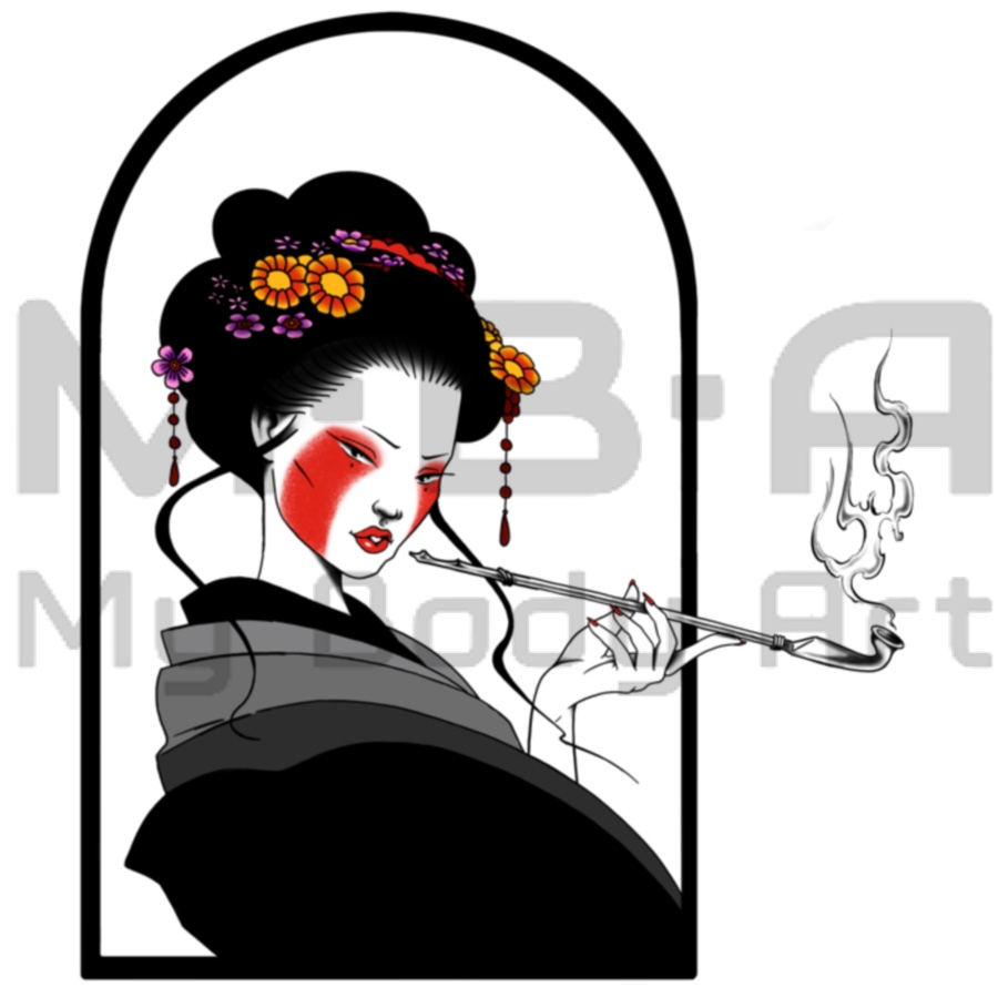Flash Geisha à réaliser avec Leococorico au shop MBA – My Body Art de Lyon.